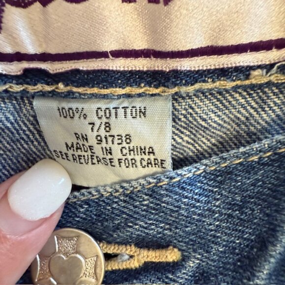 Vintage Y2K Purple Heart Cargo Carpenter Denim Shorts Women's Size 7/8 Blue - Picture 4 of 10